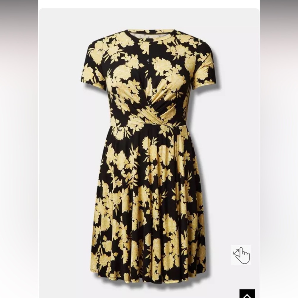 torrid Black and Yellow Floral Twist-Waist Midi Dress